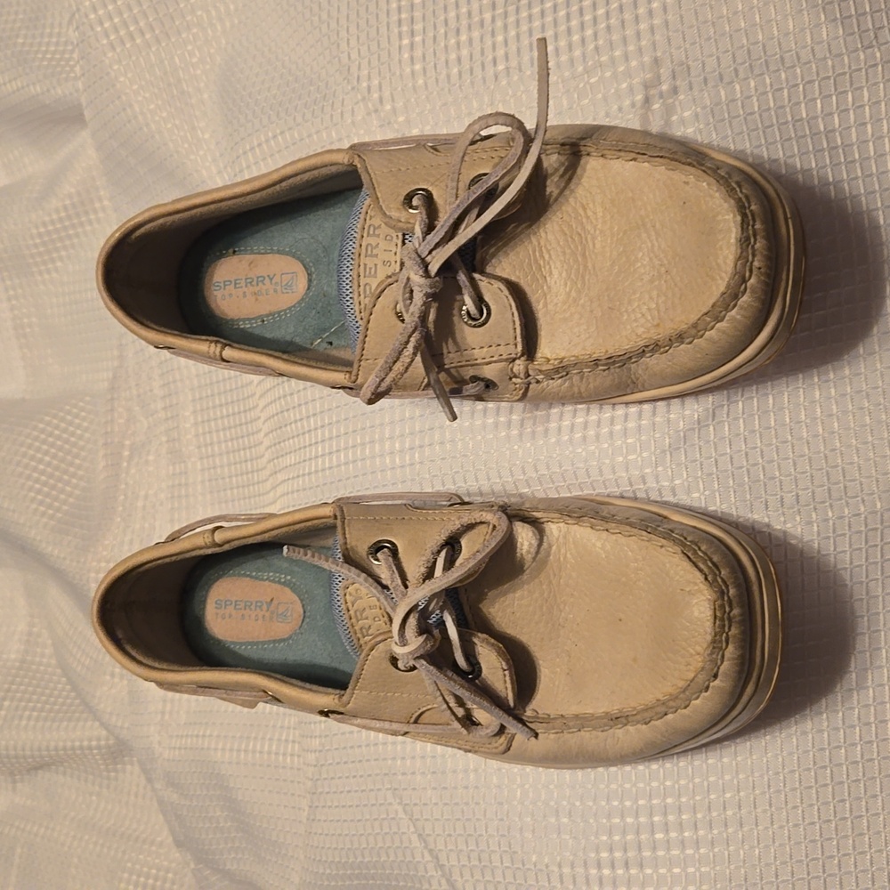 Sperry Top Siders Womens size 9M cream and baby blue